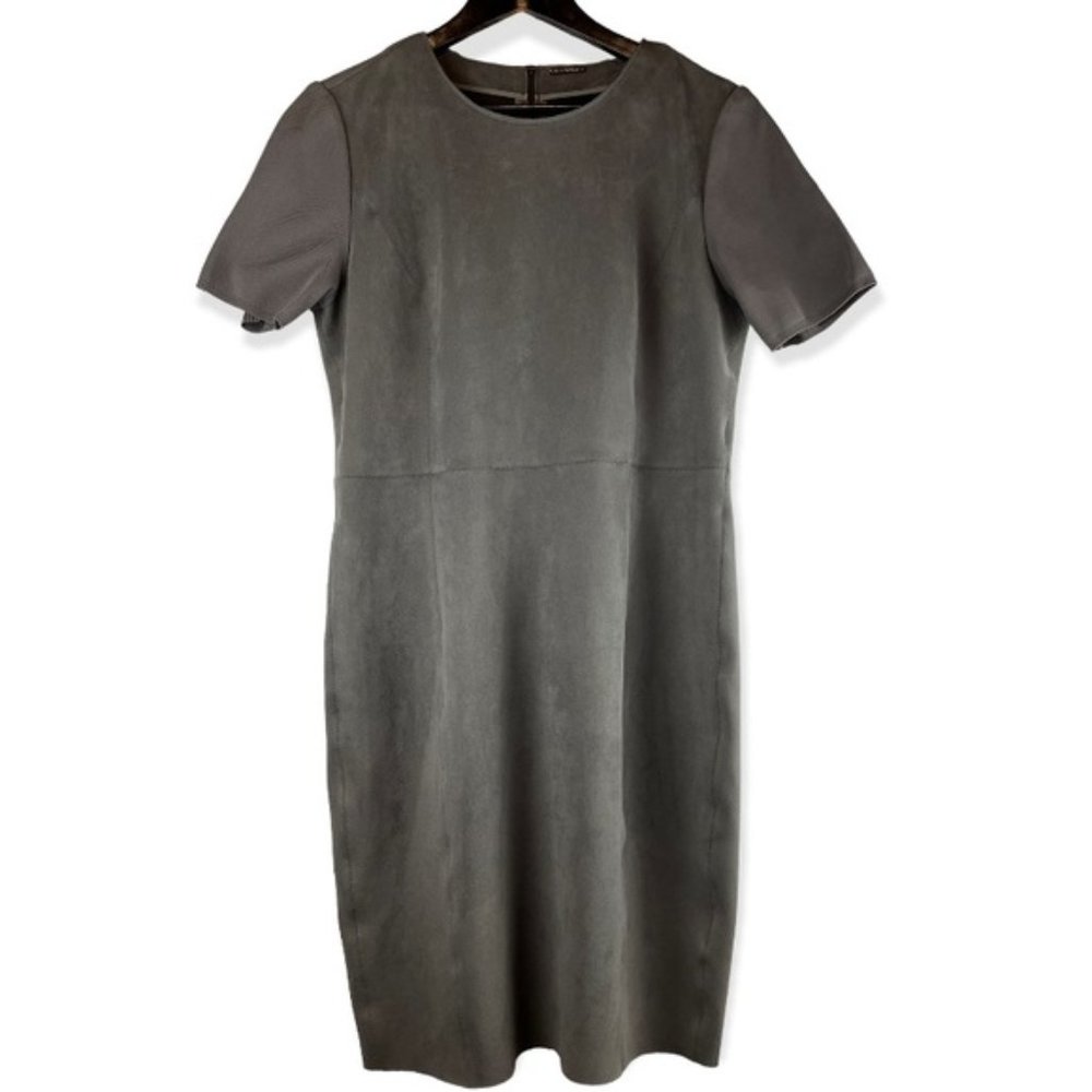 ELIE TAHARI Dress Faux Suede Grey size 14